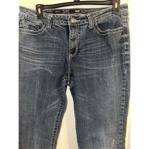 A.N.A. Bootcut Womens Jeans Size 14 Distressed Dark Wash Embroidered - Picture 3 of 6